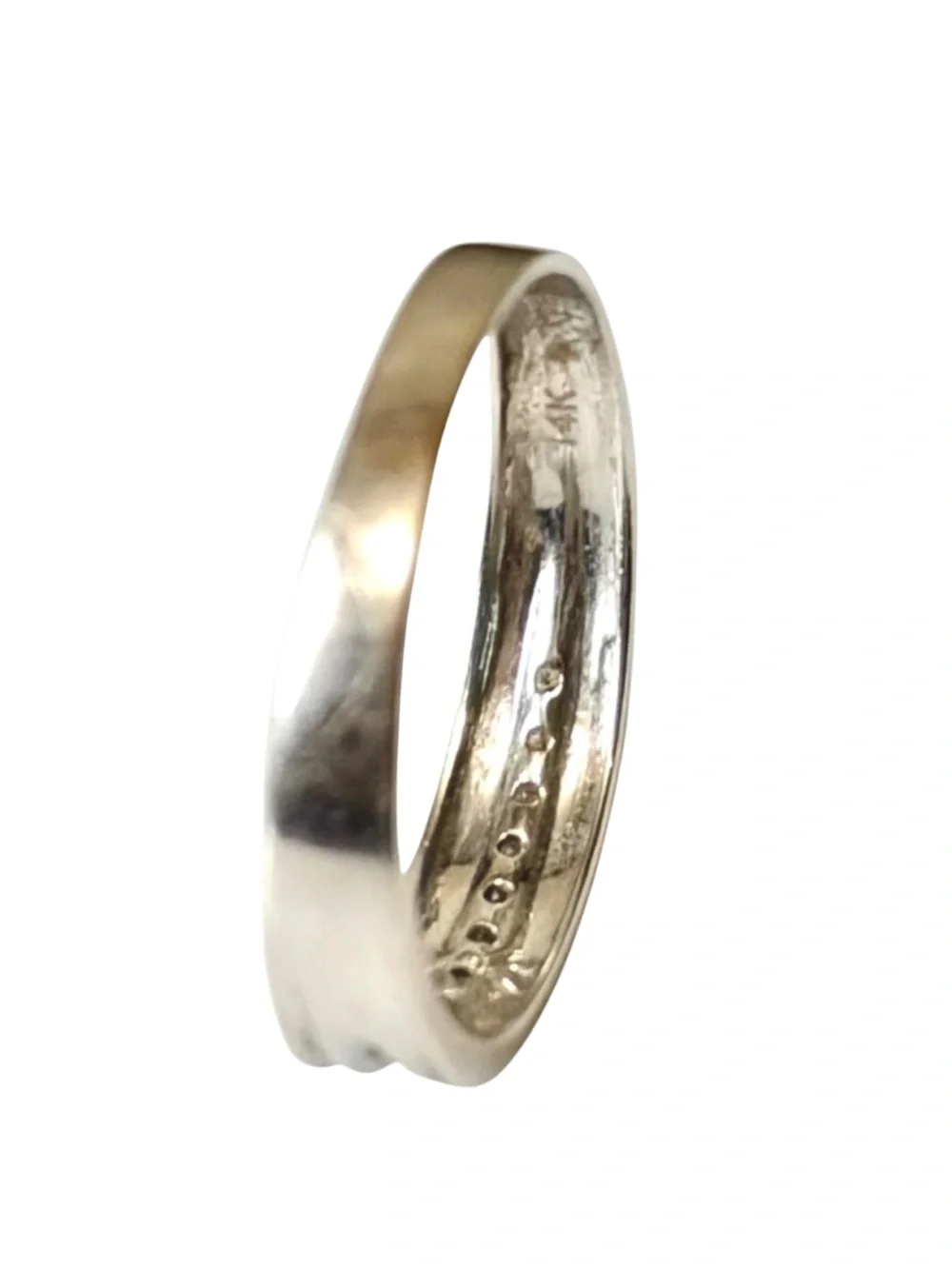 Men’s 14K Solid White Gold Diamond Wedding Band Ring Size 12.5